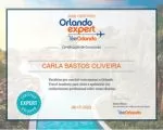 Certificado de especialista no destino Orlando emitido pela Visit Orlando, em nome de Carla Bastos Oliveira.